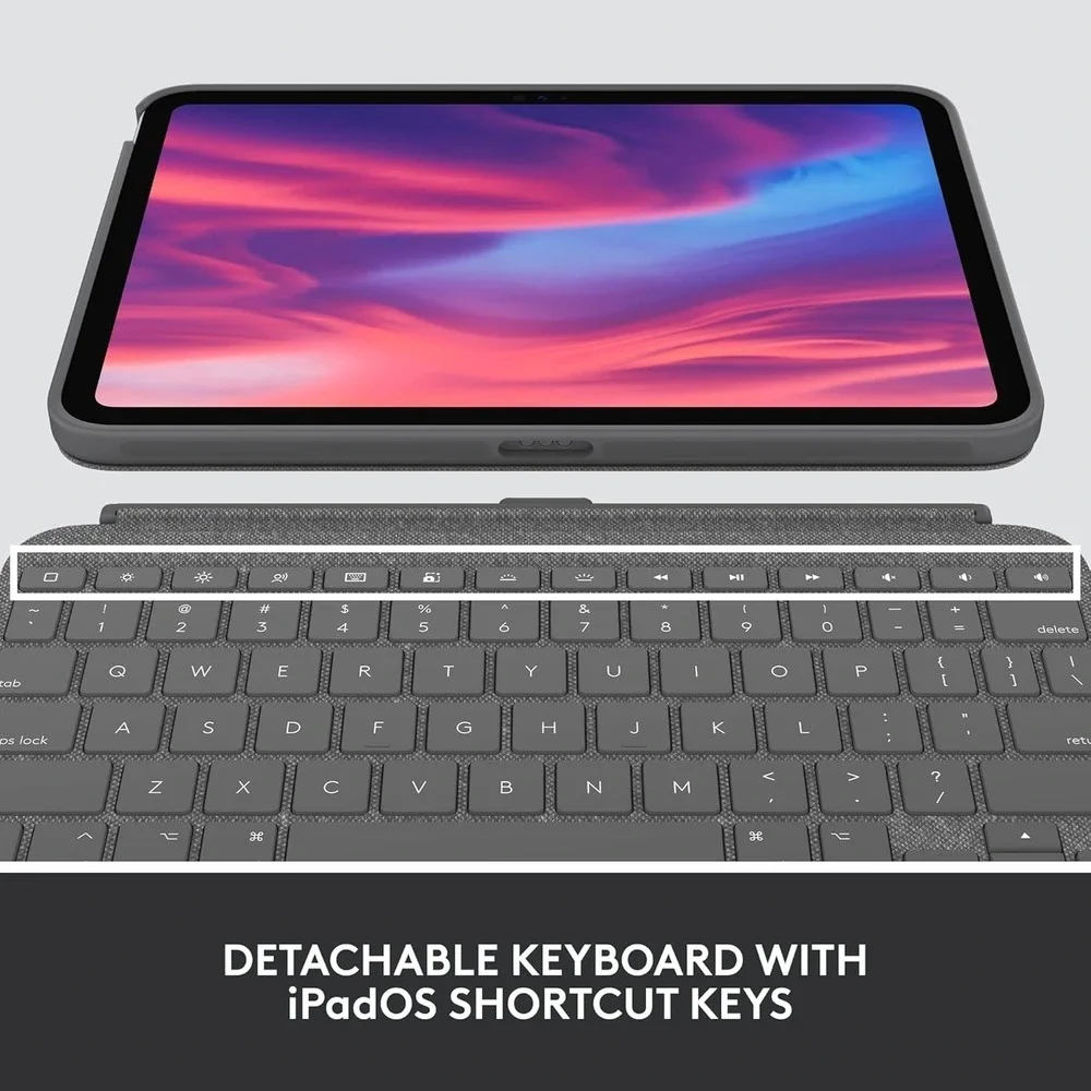 Logitech Combo Touch iPad 10th Gen Keyboard Case Backlit Trackpad Oxford Gray